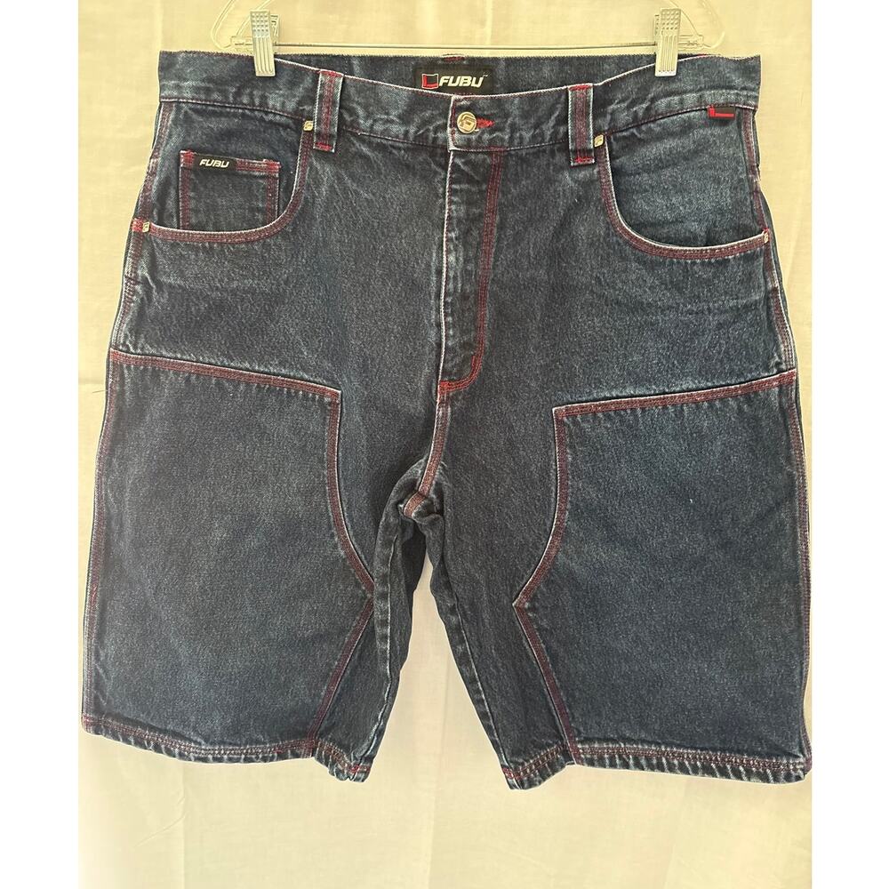 Fubu The Collection Baggy Vintage Y2K 90s Shorts Skater Red Stitching Size 40